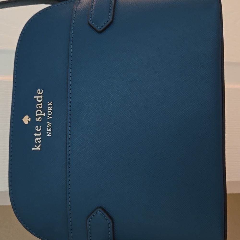 ♠️Kate Spade New York Medium Teal Green Color Leather Top Zip Crossbody Nwt - Picture 3 of 6